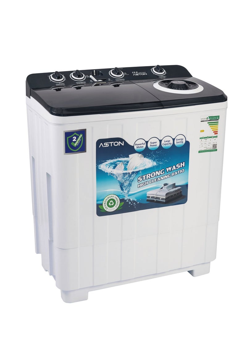 Aston Twin Tub Washing Machine, 12Kg, Without Pump, Single Water Inlet, White - ASTT120KG - Image 3